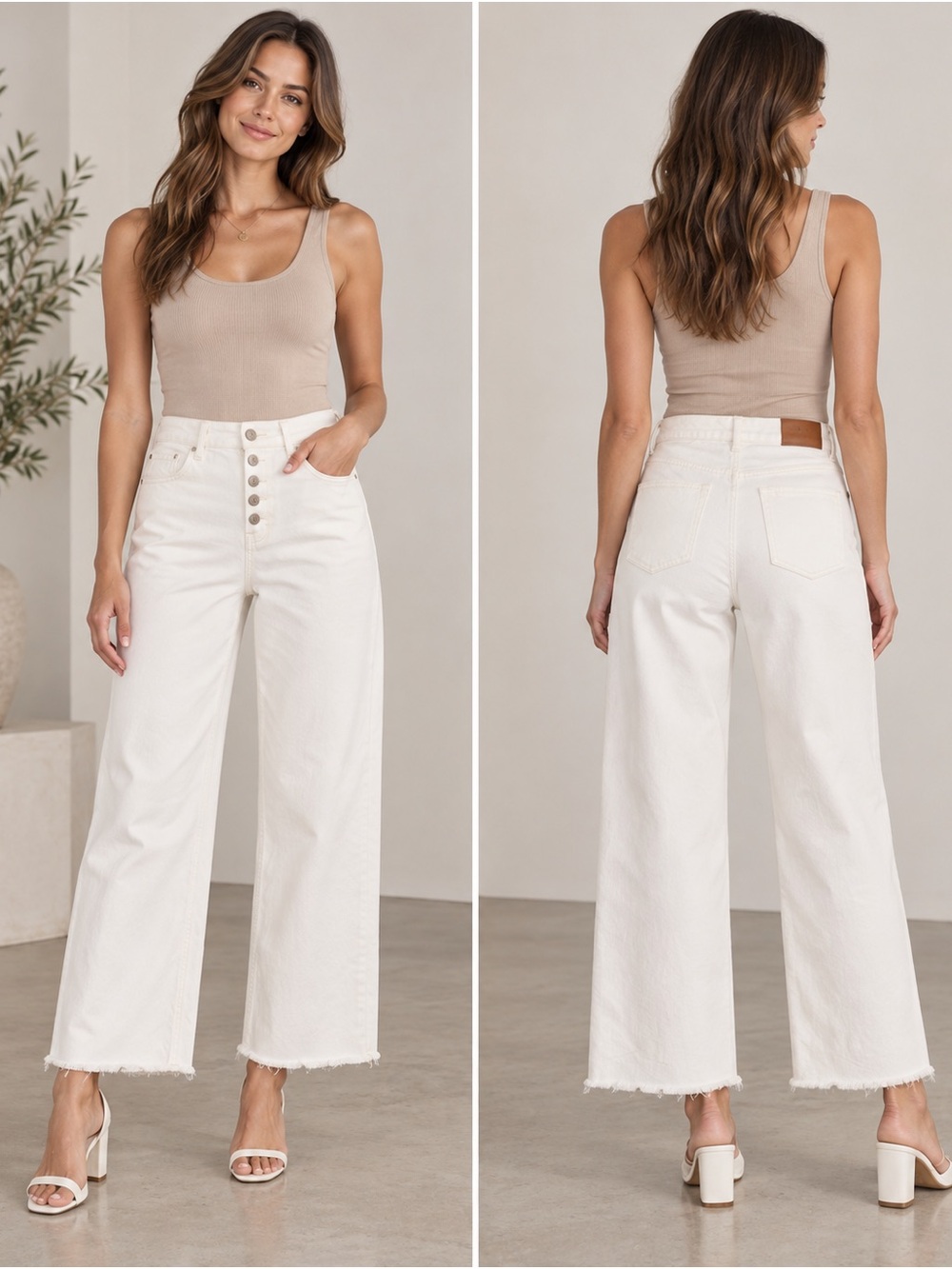 🩷. High-Rise Wide Leg Jeans in White